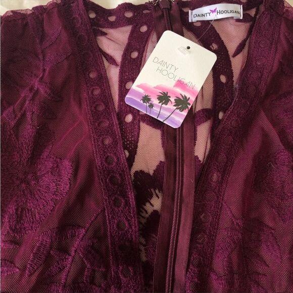 ✨ HP✨Maroon wine red maxi dress with lace overlay✨ - Picture 9 of 11